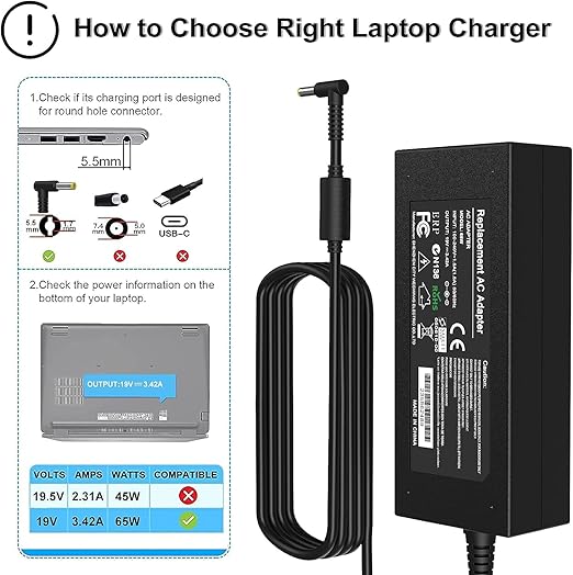 65W Acer Laptop Charger 19V/3.42A