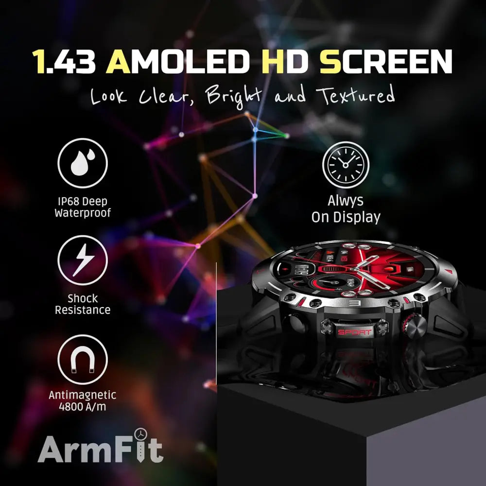 Armfit HULK Smartwatch for Men: AMOLED Display, BT Calling