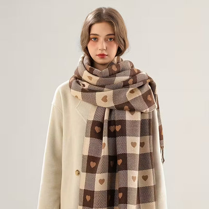 Elegant Women’s Striped Acrylic Scarf with Tassels – Warm & Stylish