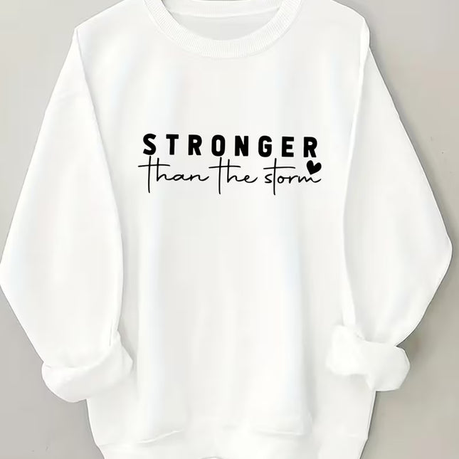 Casual Crew Neck Sweatshirt – Geometric Letter Print