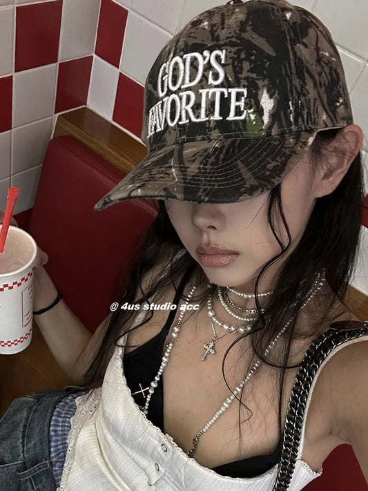 Embroidery Camouflage Baseball Cap Female God's