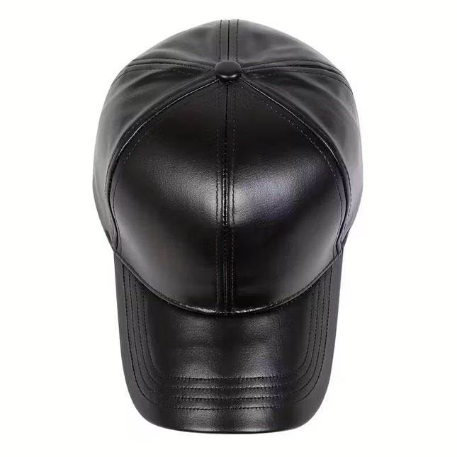 Men's Faux Leather Snapback Cap – Warm, Stylish Winter & Fall Headwear