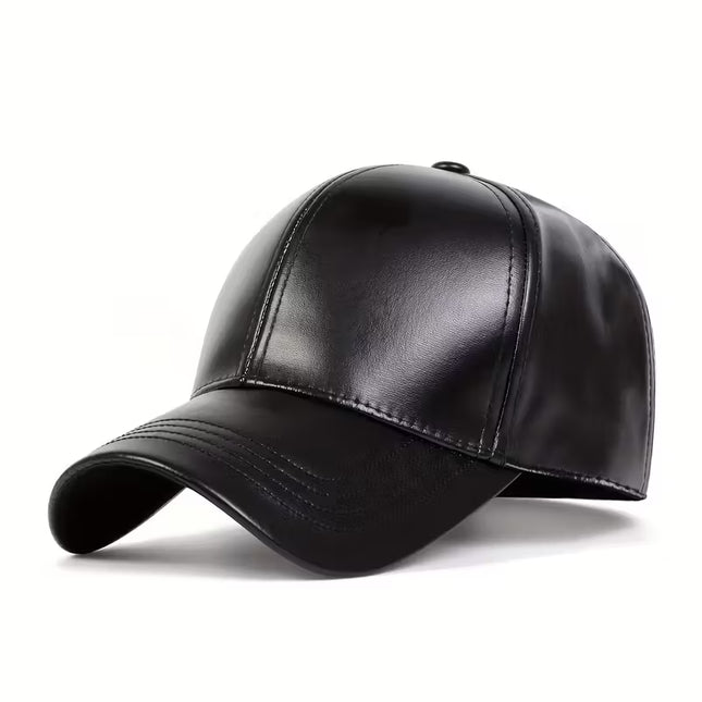 Men's Faux Leather Snapback Cap – Warm, Stylish Winter & Fall Headwear