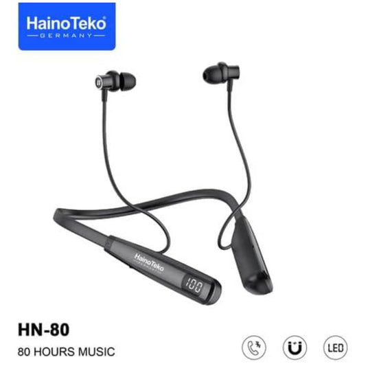 HainoTeko HN80 Wireless Premium Bluetooth Neckband – 80 Hours of Playback, High Bass Sound, Clear Mic, TF Card Slot