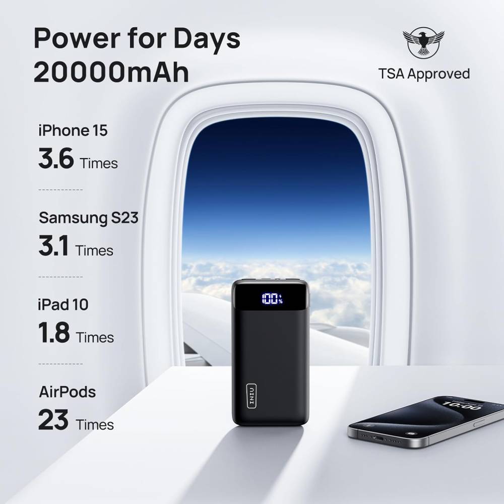 INIU Power Bank, 20000mAh Fast Charging Portable Charger