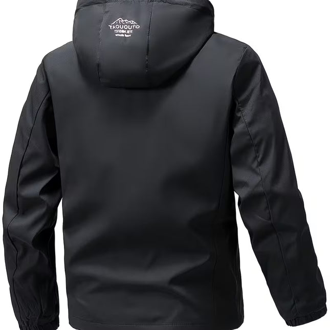 Men’s Windproof Hooded Jacket – Detachable Hood, Durable Outdoor Wear