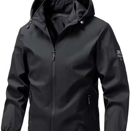Men’s Windproof Hooded Jacket – Detachable Hood, Durable Outdoor Wear