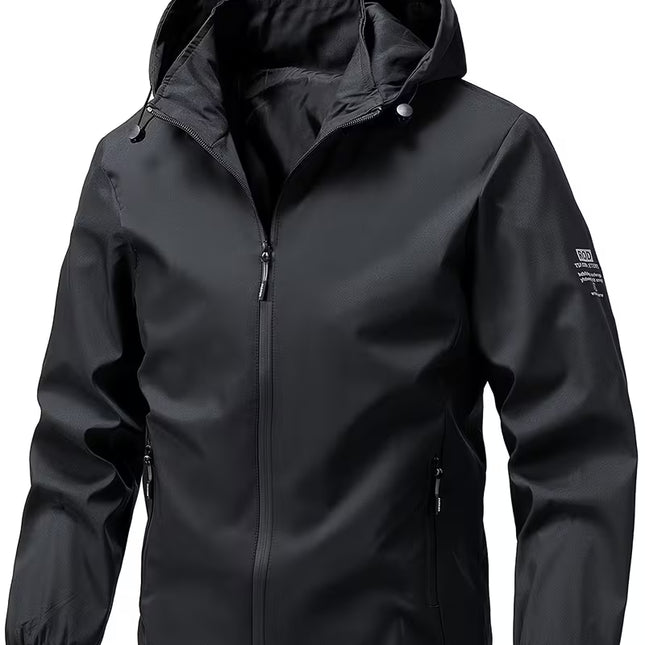 Men’s Windproof Hooded Jacket – Detachable Hood, Durable Outdoor Wear