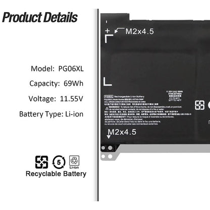 11.55V 69Wh PG06XL Battery