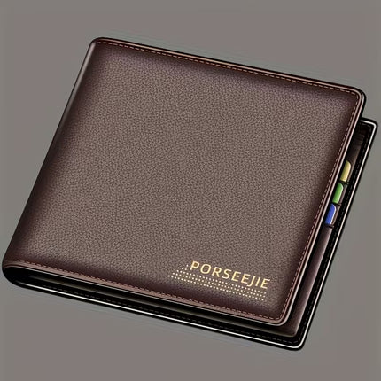 Men’s PU Leather Wallet with Coin Pouch – Slim, Durable, Large Capacity