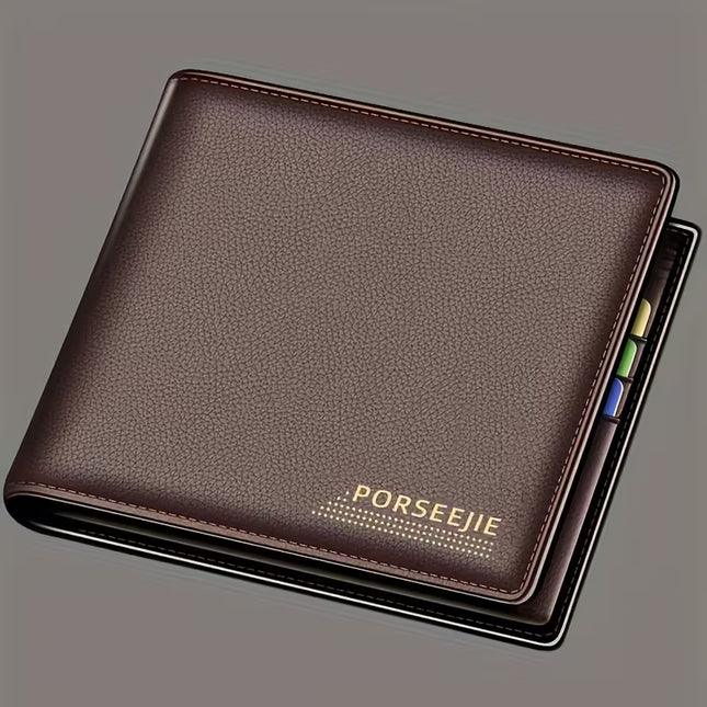 Men’s PU Leather Wallet with Coin Pouch – Slim, Durable, Large Capacity