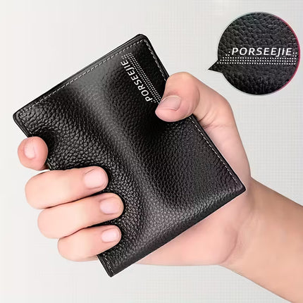 Men’s PU Leather Wallet with Coin Pouch – Slim, Durable, Large Capacity