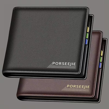 Men’s PU Leather Wallet with Coin Pouch – Slim, Durable, Large Capacity