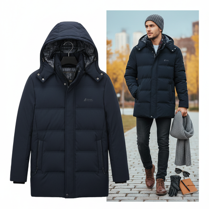 Men's Winter Jacket with Detachable Hood – Warm, Windproof & Stylish Coat for Cold Weather Outdoor Wear