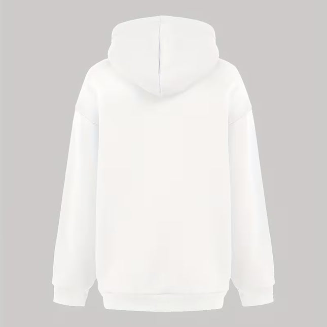Hooded Sweatshirt - Oversized Round Neck Pullover with MILANO ITALY Text