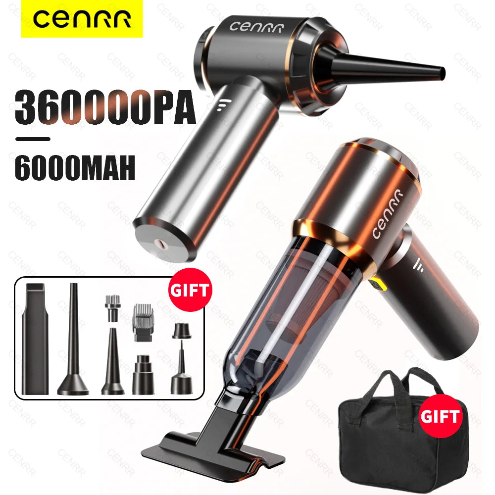 Car Vacuum Cleaner Strong Suction CENRR 360000PA  Cordless Wireless Cleaner Portable  HandHeld Vacuum Cleaner Cleaning Machine 