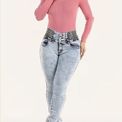 Women’s High-Waist Lift & Shape Skinny Jeans, Stretch Denim Light Wash