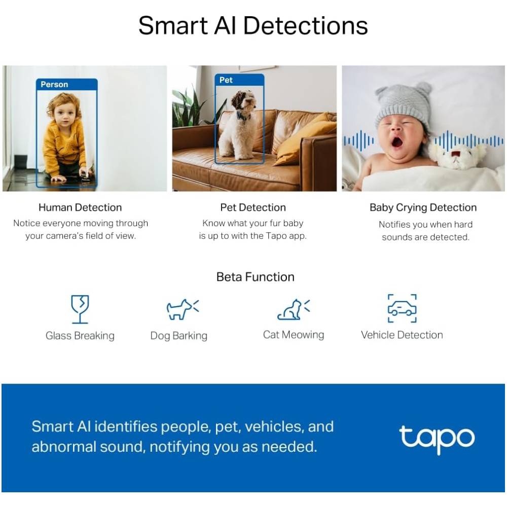 Tapo C220 2K 4MP WiFi Indoor Surveillance Camera, Person Detection