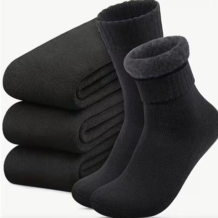 Men’s Winter Thermal Hiking Socks, Thick Plush, Durable (3 Pairs)