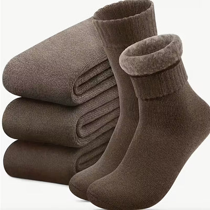 Men’s Winter Thermal Hiking Socks, Thick Plush, Durable (3 Pairs)