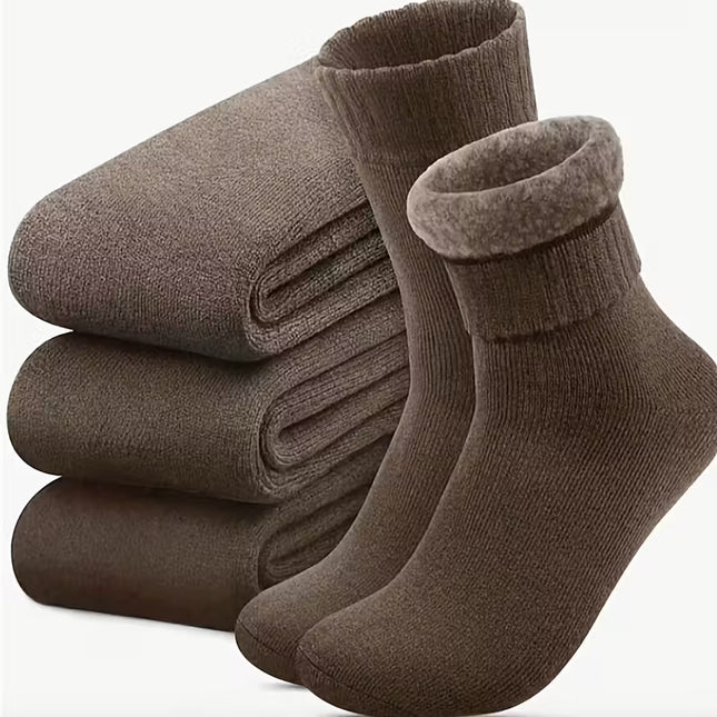 Men’s Winter Thermal Hiking Socks, Thick Plush, Durable (3 Pairs)