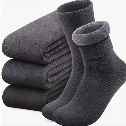 Men’s Winter Thermal Hiking Socks, Thick Plush, Durable (3 Pairs)