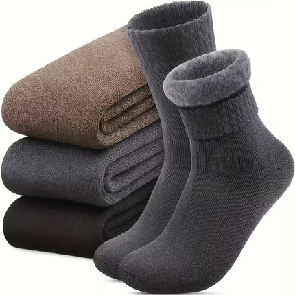 Men’s Winter Thermal Hiking Socks, Thick Plush, Durable (3 Pairs)